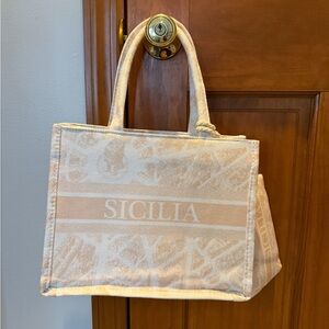 Cream and Tab Sicilia Cotton Tote Bag w/ Attached Wallet #beachbag